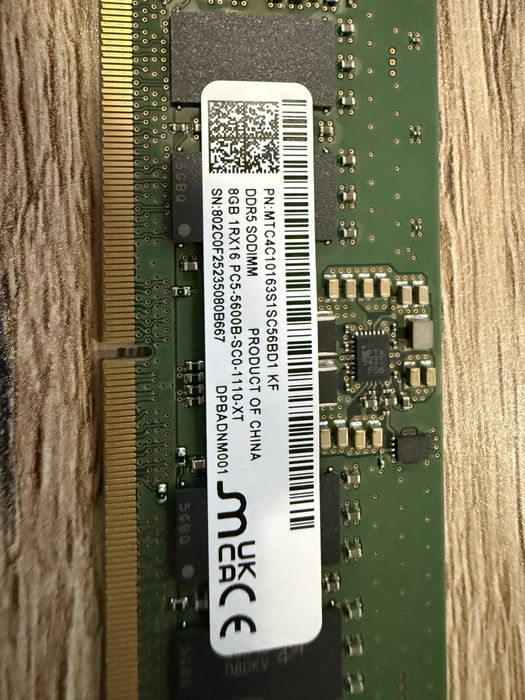 DDR5 8GB 5600MHz Micron RAM за лаптоп