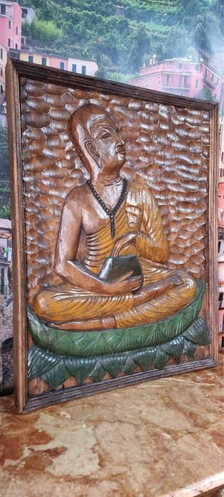 Tablou Sculptat Manual Lemn Masiv Budha