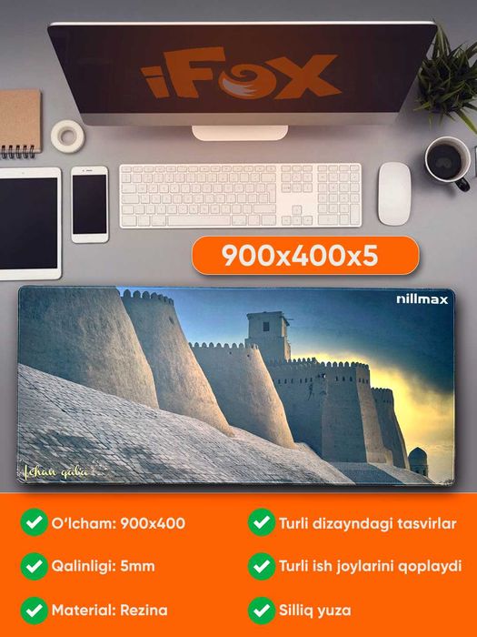 Коврик Nillmax 90x40sm  tikilgan yonlar sirg'anmas kauchuk ostki qism.