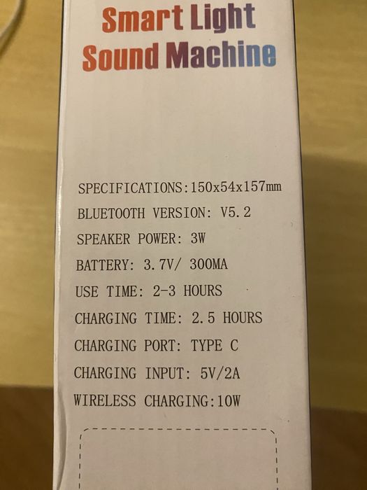 Star Light Sound Machine - Lampa Smart Led ‘G’  cu boxa, ceas, alarma, incarcare wireless