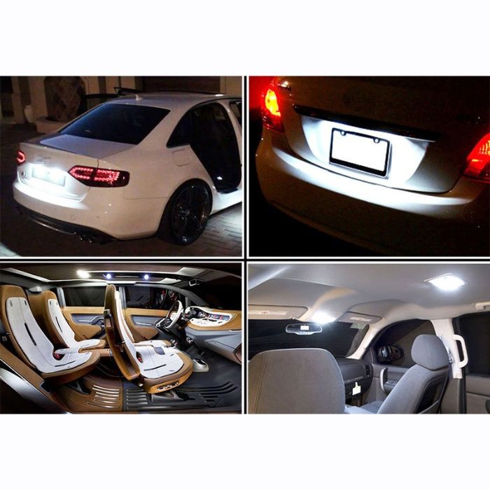 LED Лед Диодни Крушки За Габарит,Силикон,COB, Т10 W5W, 300lm,12V, Бели