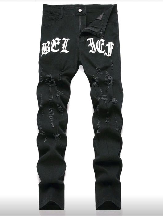 Chillumni Blugi casual pentru bărbați, spălați, cu buzunar oblic, de z