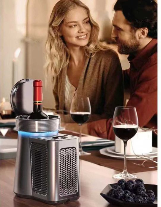 Охладител за вино с LEDсветлини дигитален дисплей за температура 750мл