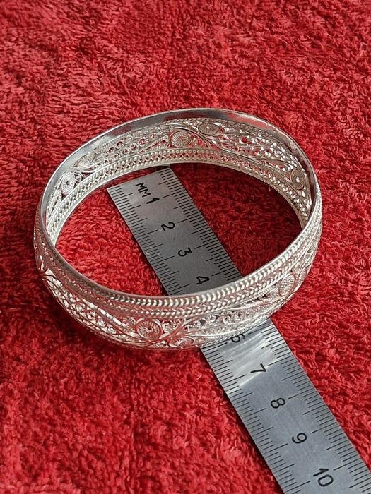 Уникална сребърна гривна филигран 37гр.-100годишна