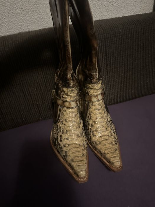 Cizme ciocate marca Sendra din piele naturala si piele de piton