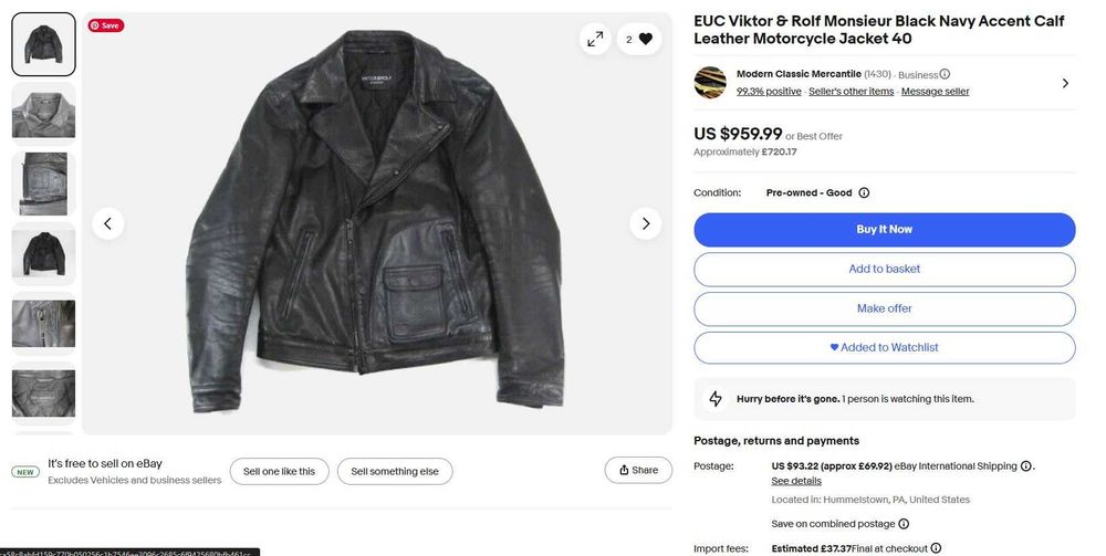 Viktor & Rolf оригинално яке от естествена кожа