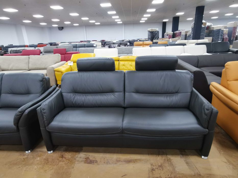 ПРОМОЦИЯ!!! Тъмно сиви кожени дивани тройка и двойка "SF1520 HUKLA"