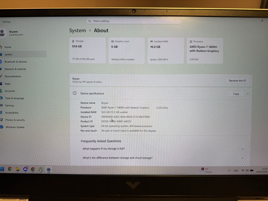 HP Victus 016 лаптоп