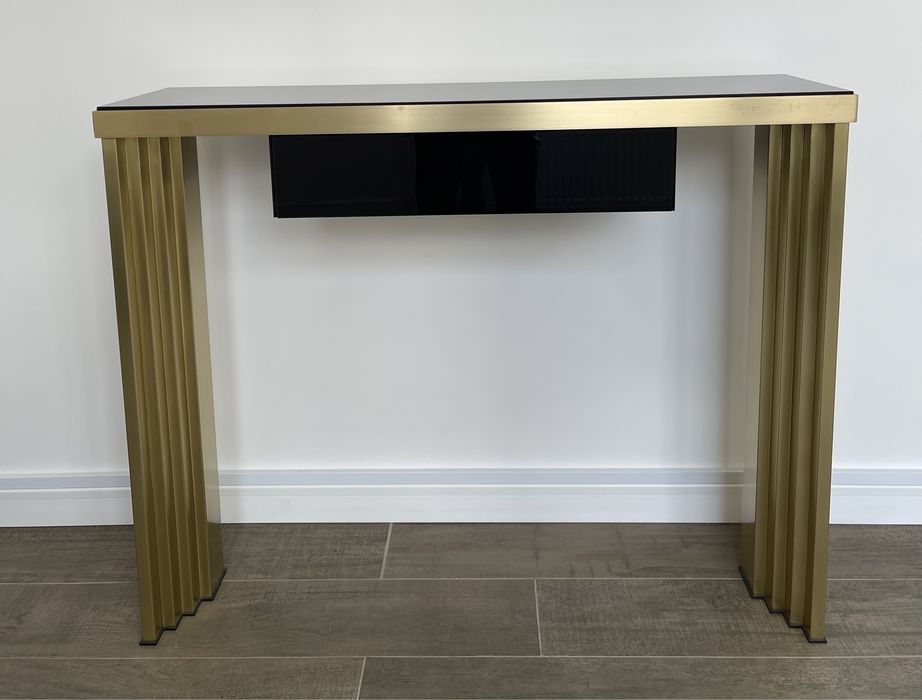 Consola piesa unicat cu sertar din sticla, alama 100%