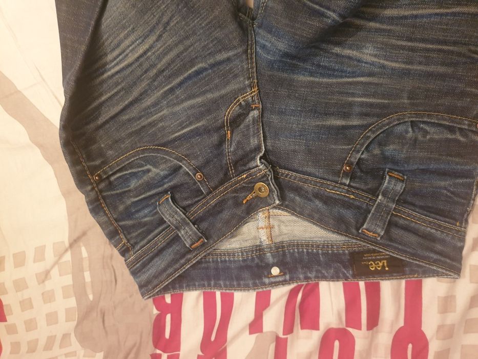 Дънки Lee, сини, 27/33, памук, оригинално състарени, тип чарлстън