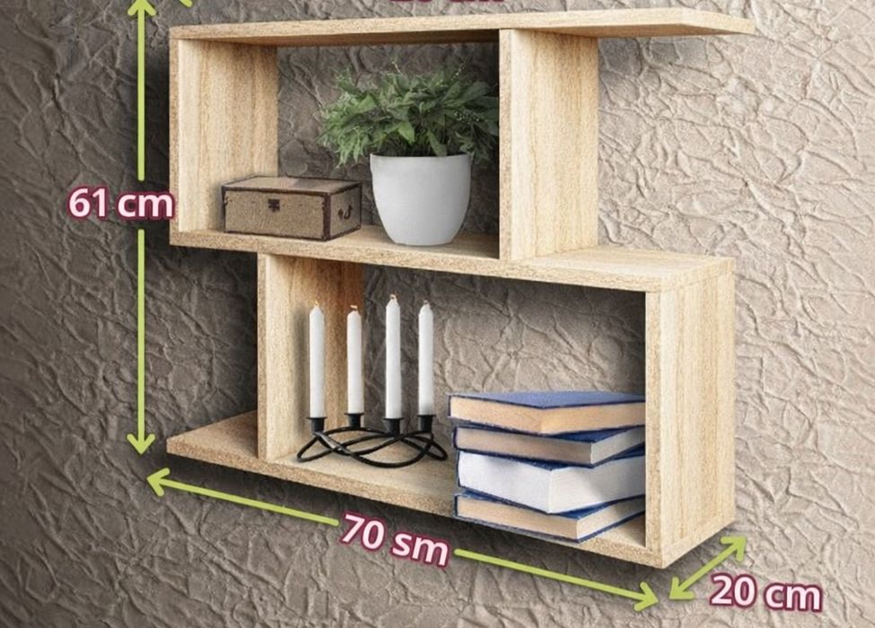 Zamonaviy zigzag devor polkasi | Kitob va dekor uchun