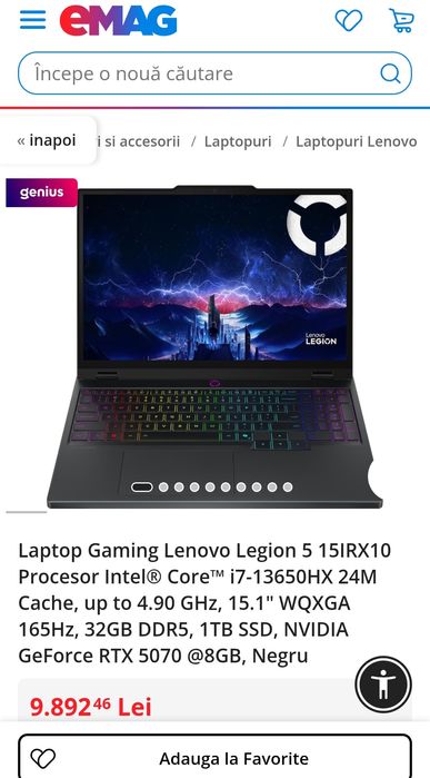 Lenovo Legion 5 15IRX10/ Intel i7-13650HX/ 32gb ram/ 1Tb SSD/ RTX 5070