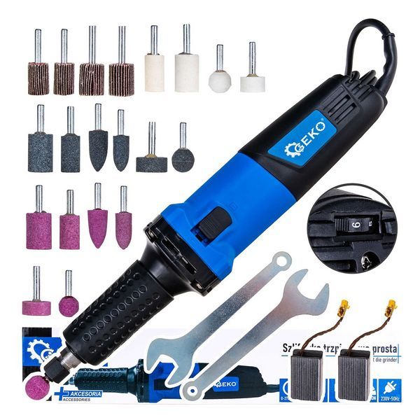 Мини шлифовъчна машина 6 мм 700w 220v с аксесоари geko
