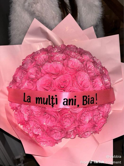 Buchet 51 roz cu sclipici