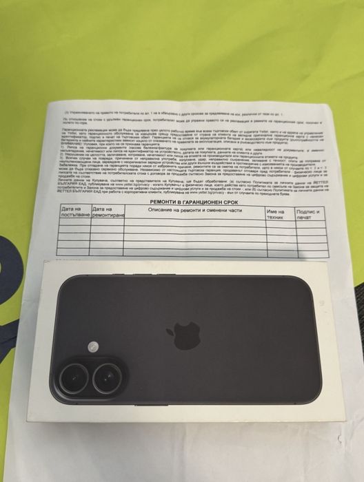 КАТО НОВ 128GB iPhone 16 Гаранция Yettel 2028г. Black / Черен