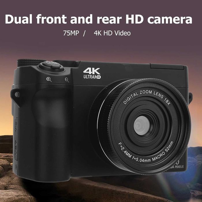 75MP 4K Digital Camera with 18x Optical Zoom, WiFi HD Video Camera for Photography with 3 Inch LCD Screen & Instant Transfer, Дигитален фотоапарат