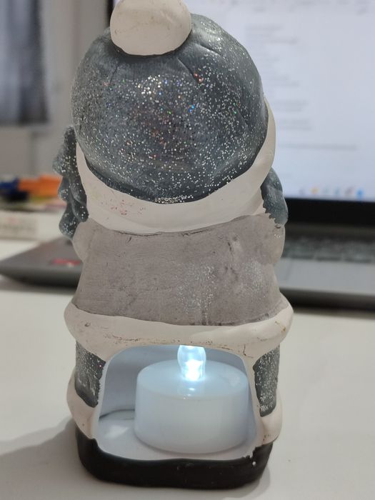 Decorațiune de Crăciun om de zăpadă + lumanare