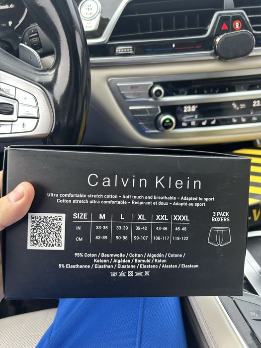 Boxeri Calvin Klein , set de 3 bucăți,  negru cu bandă logo roșu- L