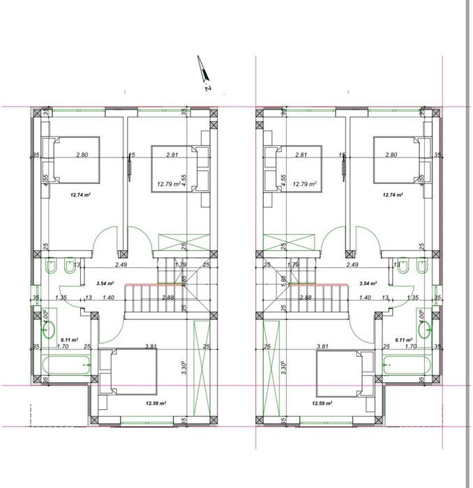 Duplex despartit prin camera tehnica, cartier nou