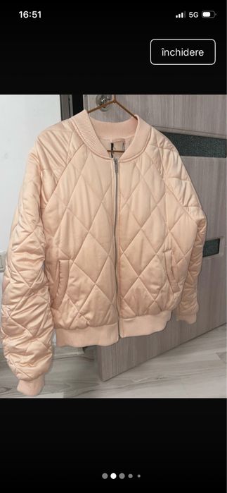 Geaca satin  culoare corai, Marmeid, calduroasa