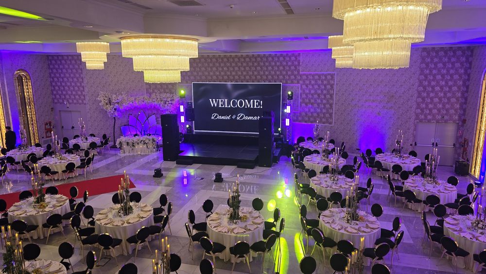 Dj-MC, scena, podium, ecran led, sonorizare, schela de lumini, glob