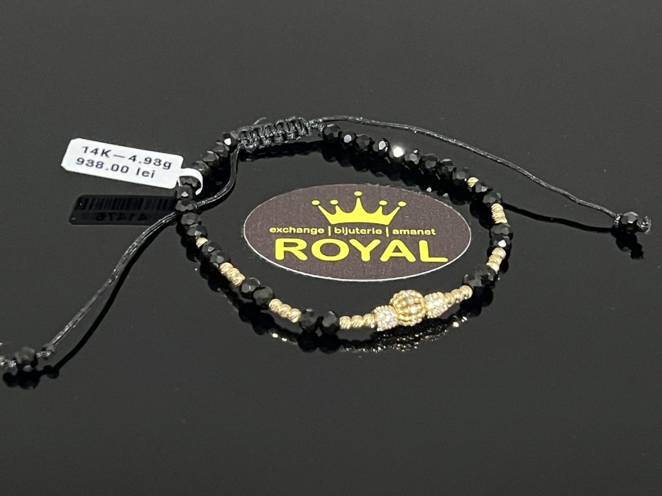 Bijuteria Royal CB : Bratara cu snur bile aur 14k 4,93 grame