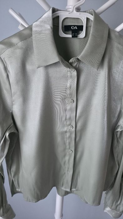 Cămașă de damă din satin verde pal C&A, marimea 36