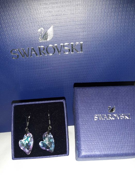 SEt cercei din argint 925 inimioara punguta si cutie cadou Swarovski