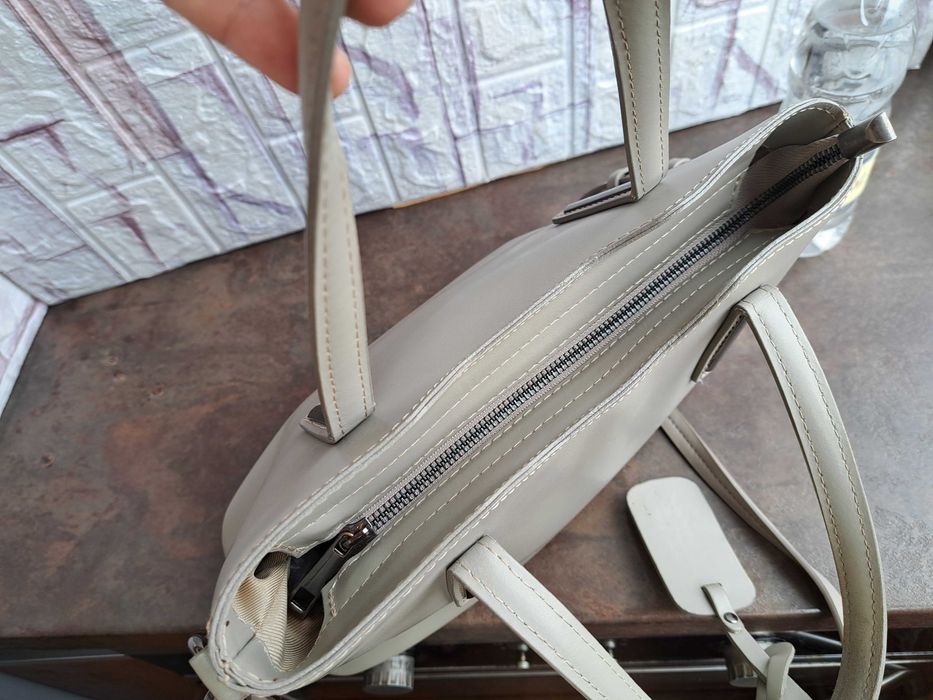 дамска чанта,бежова кожена чанта-естествена кожа