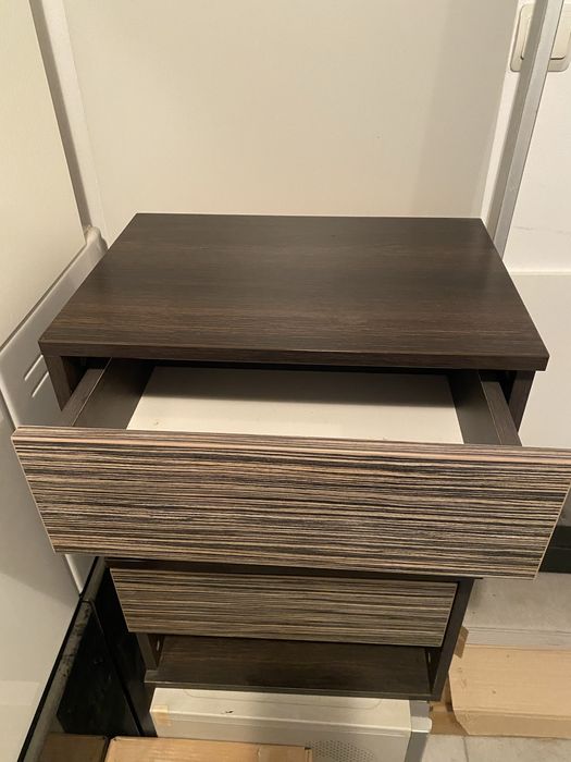 шкаф със витрина от естествено дърво ношно шкафче за спалня 2 бр