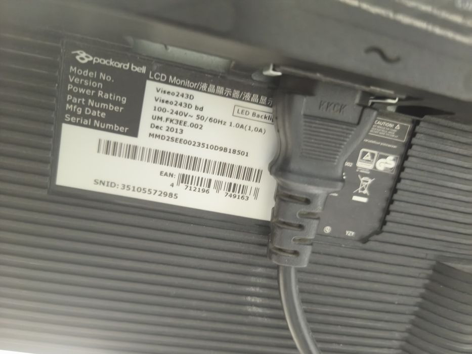 монитор (Packard Bell Viseo 243D / 2430, 24" Full HD 1920x1080,