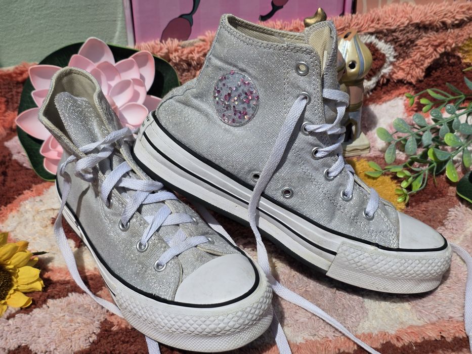 Converse сребристи високи кецове N37