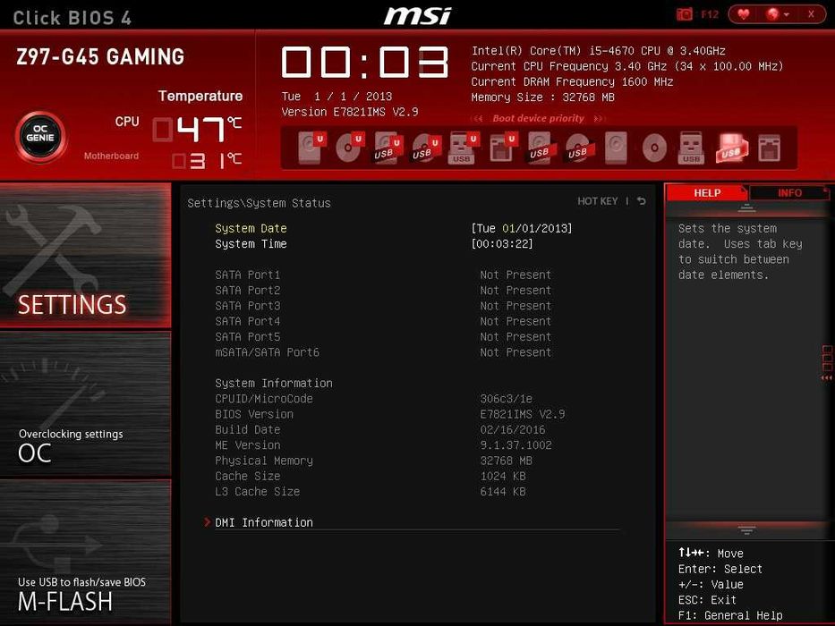 Дъно Дънна платка MSI Z97-G45 GAMING 1150 32GB DDR3 OVERCLOCK