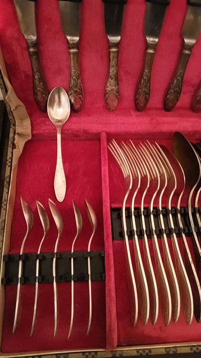 Посуда. Мельхиор, набор,6 персон, 24 предмета. СССР.