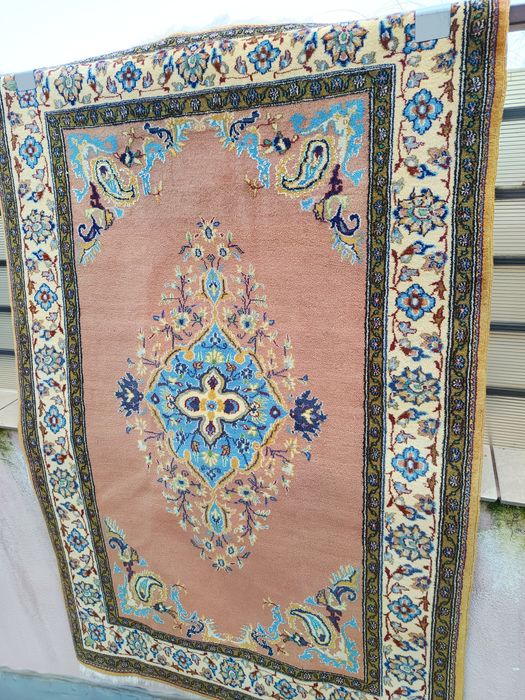 Covor traditional persan, Ghoum/Qom-India, lucrat manual, lana160x105.