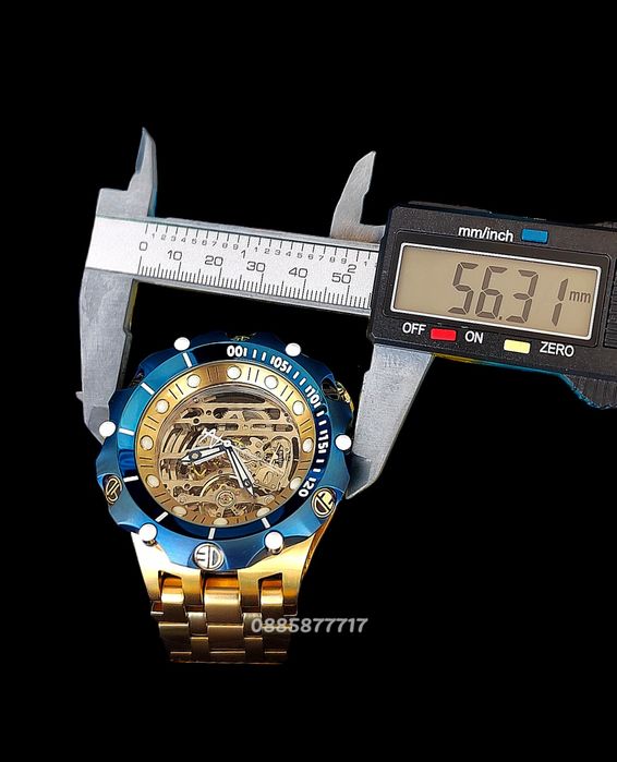 часовник INVICTA Reserve Skeleton automatic Blue/Gold 56мм, Инвикта