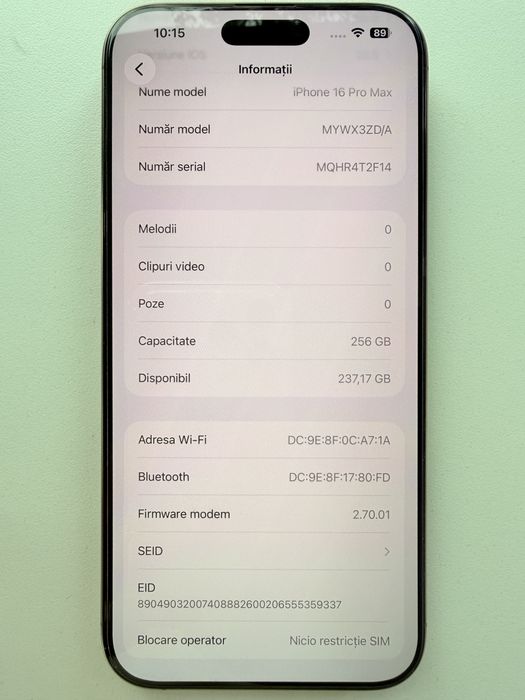 iPhone 16 Pro Max/ 256Gb/ 94% baterie