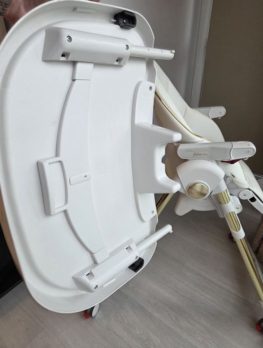 Scaun de masa 2in1 Peg Perego Prima Pappa Zero Follow Me, 0-15 Kg, Gold, Alb/Auriu