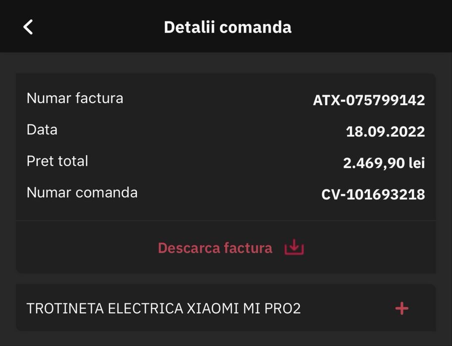 Vând trotineta electrica XIAOMI Mi PRO 2