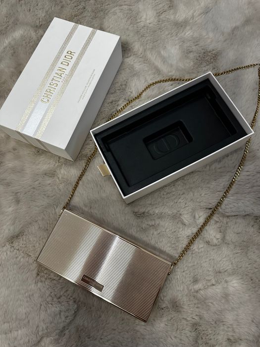 Clutch Christian Dior original – metalic, nou, cu cutie