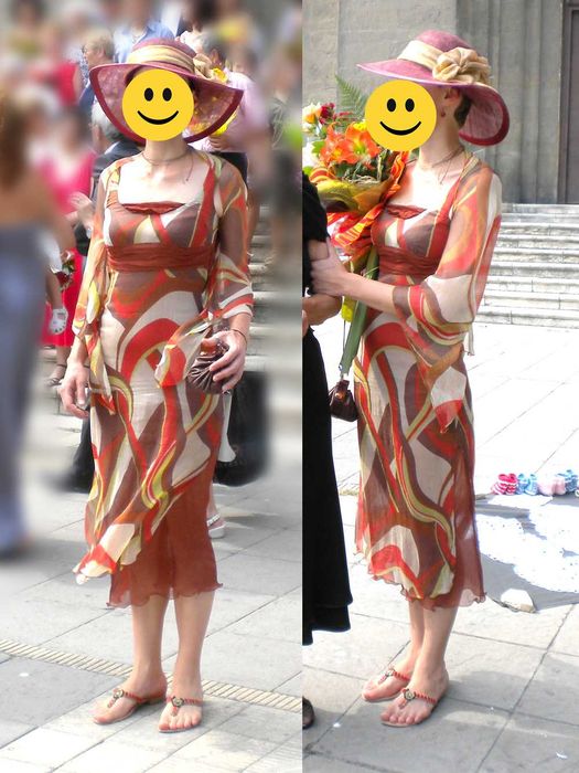 Лятна официална, копринена рокля без шапка