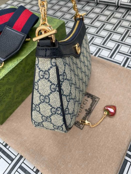 Gucci Оригинална Малка Чанта Ophidia Гучи Supreme Син Canvas GG Лого