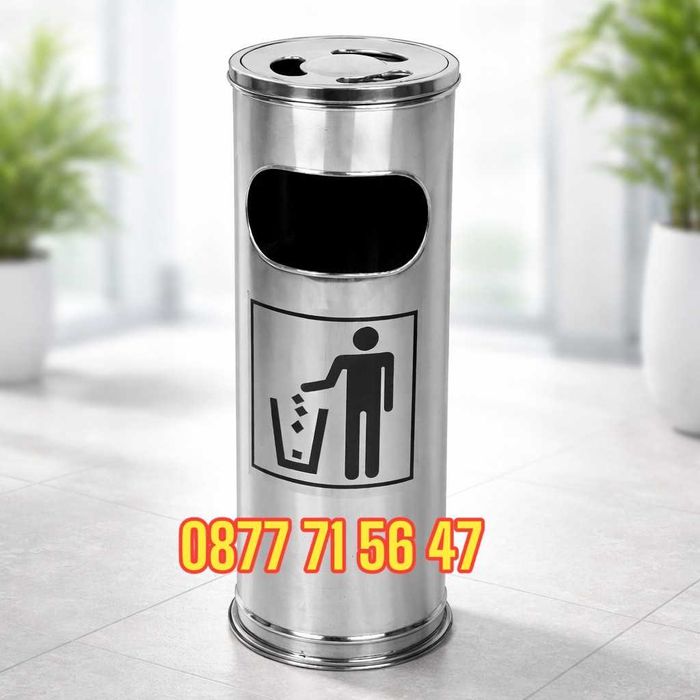 Външен пепелник с кош боклук неръждаема стомана външни пепелници, кофа