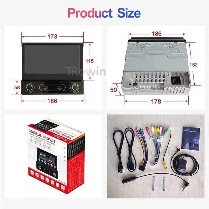 Навигация Android 7" мултимедия 1 DIN с изваждащ екран +подарък камера