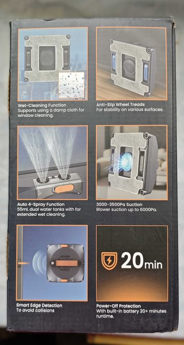 Робот за почистване на прозорци, 4 режима, 4 дюзи, резервоар 110 мл