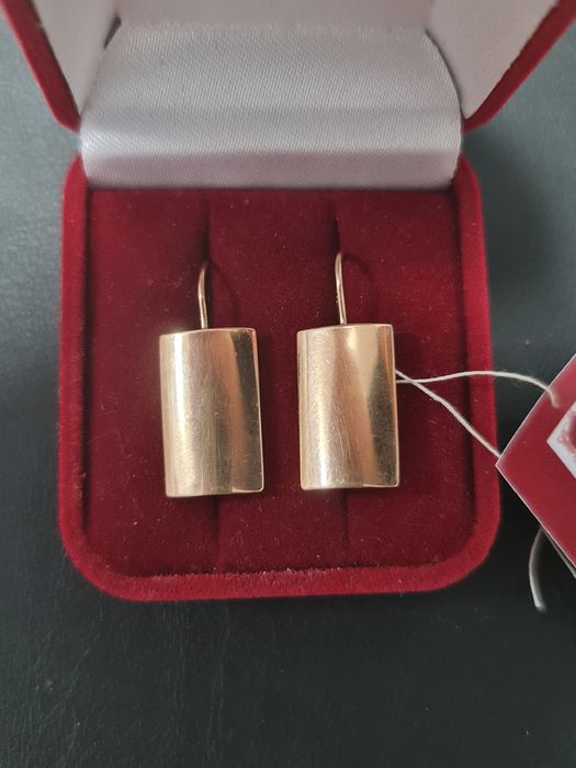 Золотые новые серьги Пластины 585 пробы