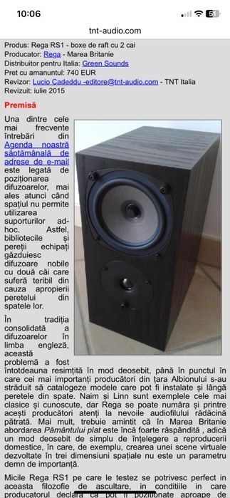 REGA RS1 Boxe Audiophile Made în ENGLAND Preț de MAGAZIN 840€