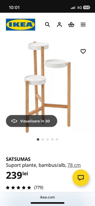 Suport plante ikea satsumas bambus