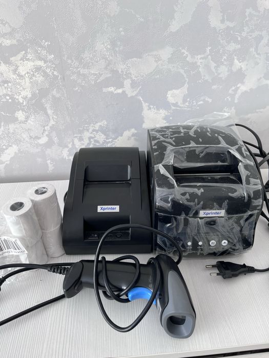 Продам принтер для чека, сканер, принтер для ценника + Beksar програм
