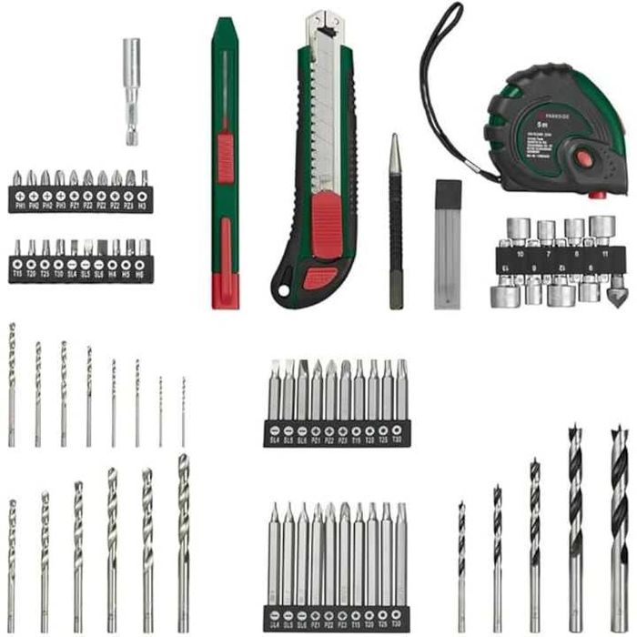 Пълен комплект винтоверт PARKSIDE PABS 20-Li F7 - нов/запечатан/- 5бр.
